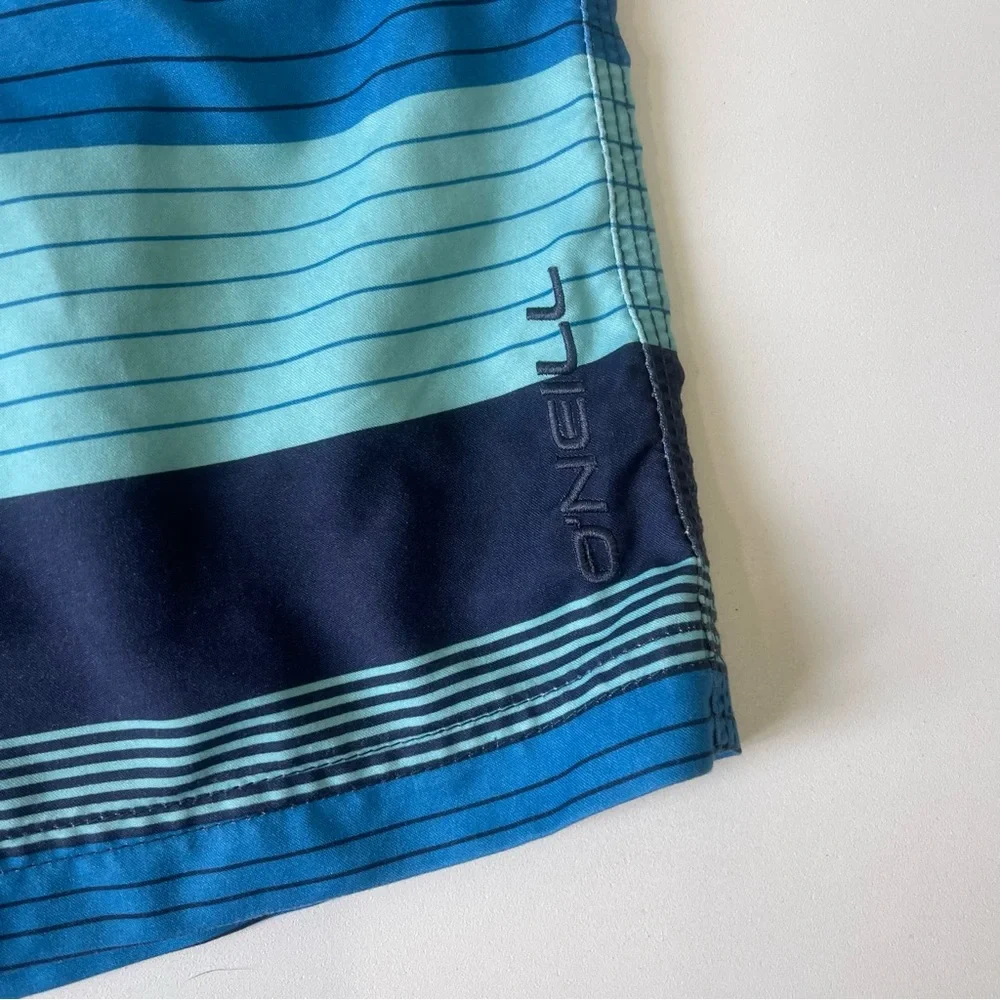 O’Neill Bathing Suit Swim Trunks Blue Striped Size Large